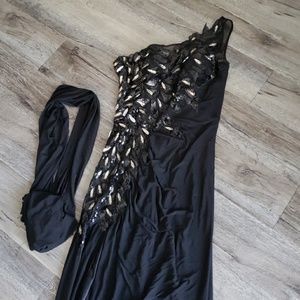 Hand Beaded One Shoulder Dress Rhinestone PROM